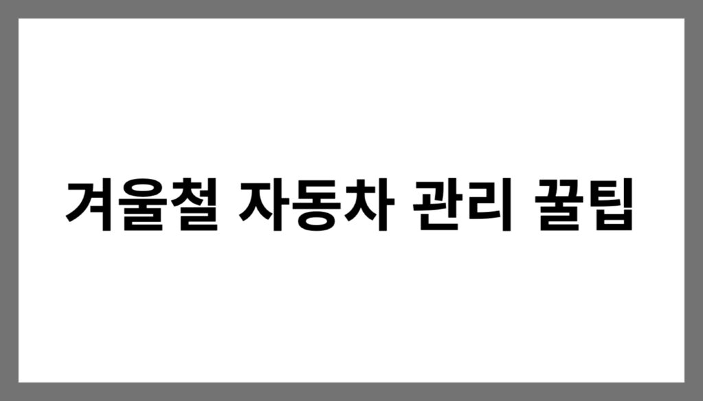 겨울철 자동차 관리