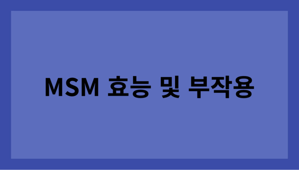 MSM 효능