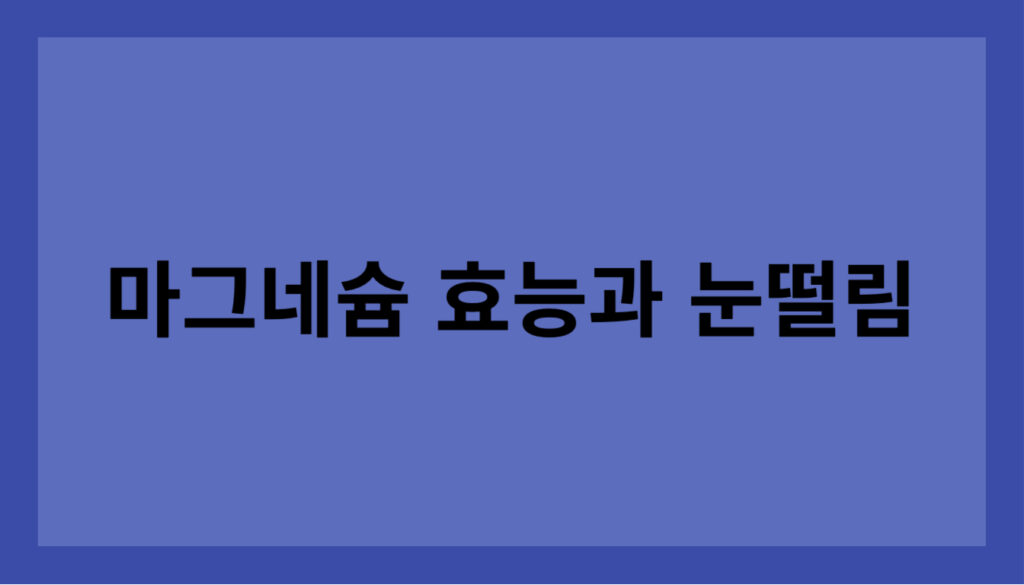 마그네슘 효능