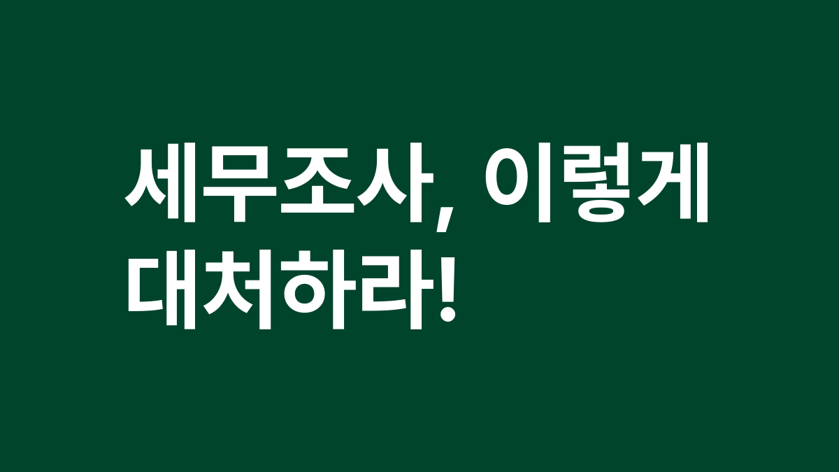 세무조사, 이렇게 대처하라!